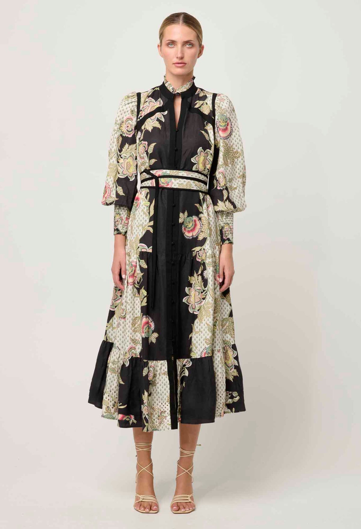 Once Was Espada Linen Viscose Maxi Dress in Mariposa Nero