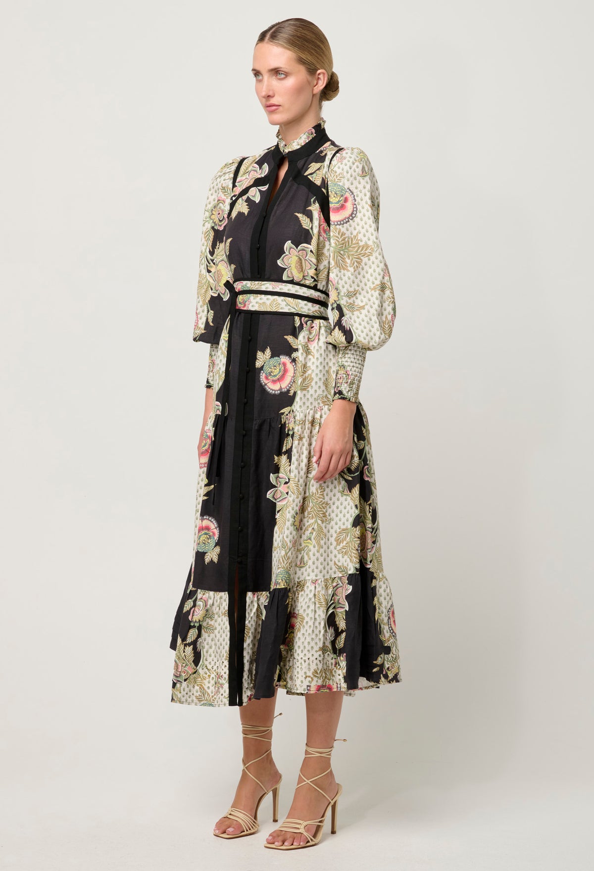 Once Was Espada Linen Viscose Maxi Dress in Mariposa Nero