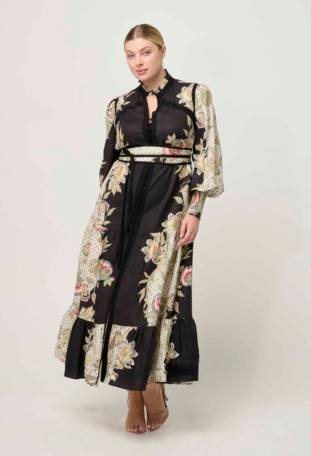 Once Was Espada Linen Viscose Maxi Dress in Mariposa Nero