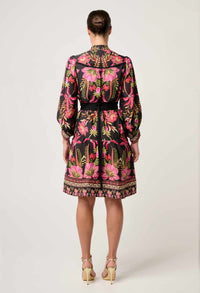 Once Was Aurelia Viscose Dobby Lace Trim Placement Print Dress - Anthos Iotos