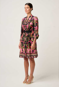 Once Was Aurelia Viscose Dobby Lace Trim Placement Print Dress - Anthos Iotos