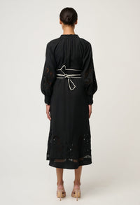 Once Was Rhea Placement Embroidered Tencel Maxi Dress - Black