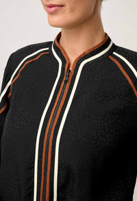 Once Was Arabella Reverisble Placement Print Viscose Bind Detail Jacket - Anthos Iotos/Black