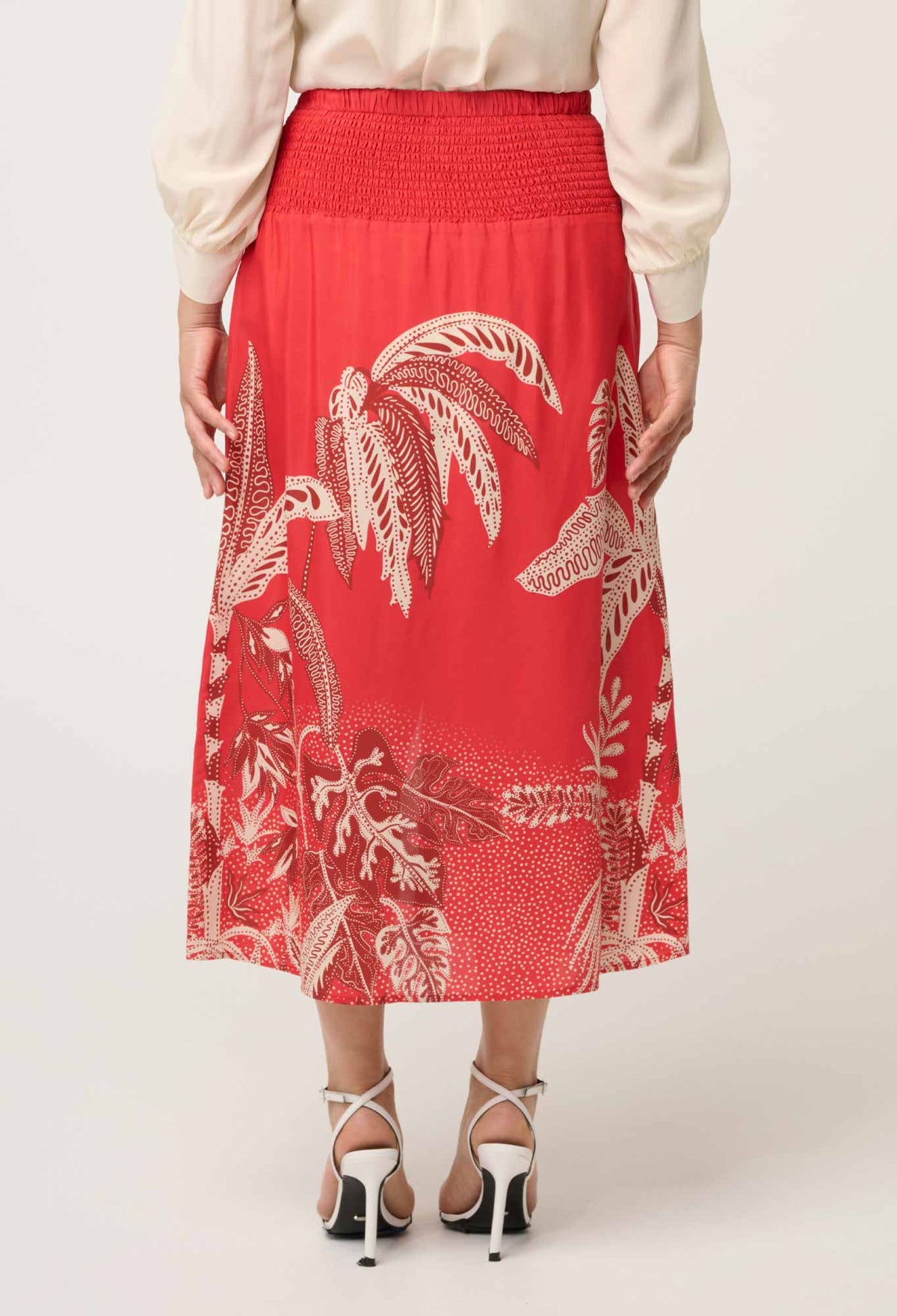 Once Was Harper Print Criss Cross Waist Panel Skirt - Crimson Palms