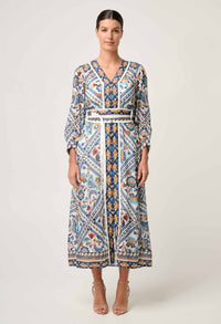 Once Was Alexis Contrast Trim Silk Cotton Midi Dress - Petinos Floros