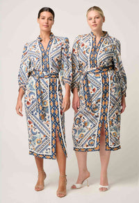 Once Was Alexis Contrast Trim Silk Cotton Midi Dress - Petinos Floros