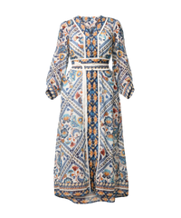 Once Was Alexis Contrast Trim Silk Cotton Midi Dress - Petinos Floros