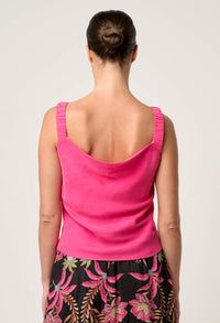 Once Was Delray Reversible Cupro Cowl & V Neck Cami - Celosia Pink