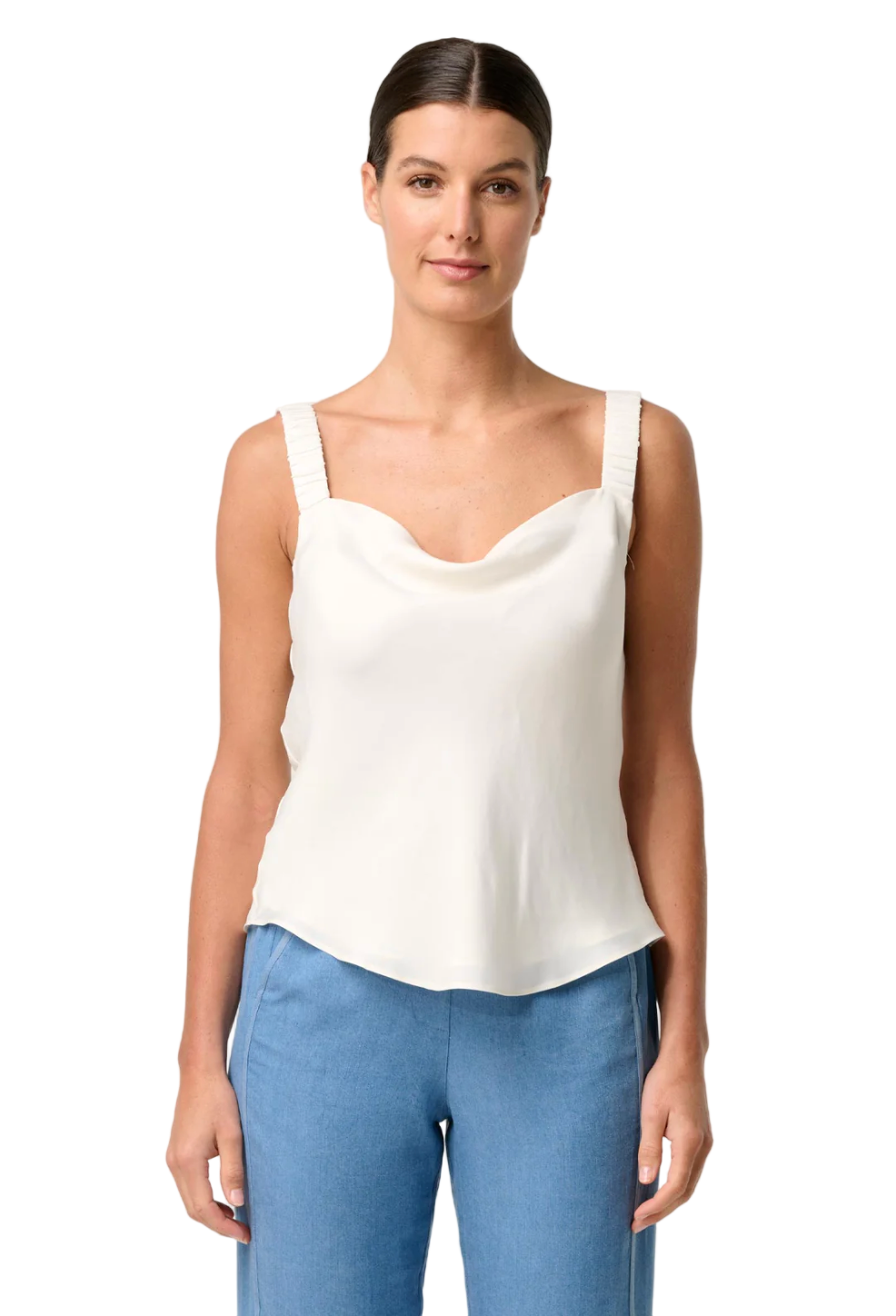 Once Was Delray Reversible Cupro Cowl & V Neck Cami - Ivory