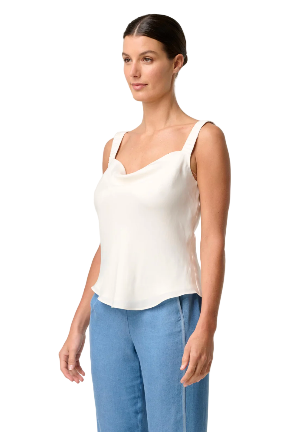 Once Was Delray Reversible Cupro Cowl & V Neck Cami - Ivory