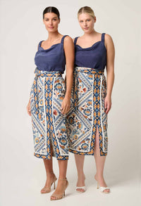 Once Was Delray Reversible Cupro Cowl & V Neck Cami - Lapis