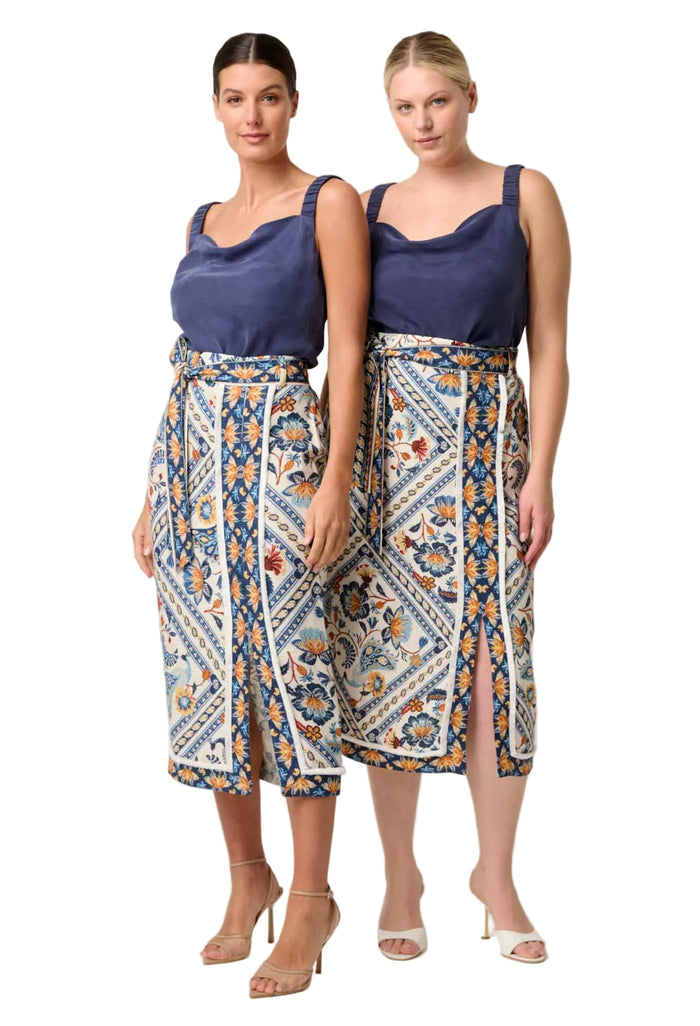 Once Was Delray Reversible Cupro Cowl & V Neck Cami - Lapis