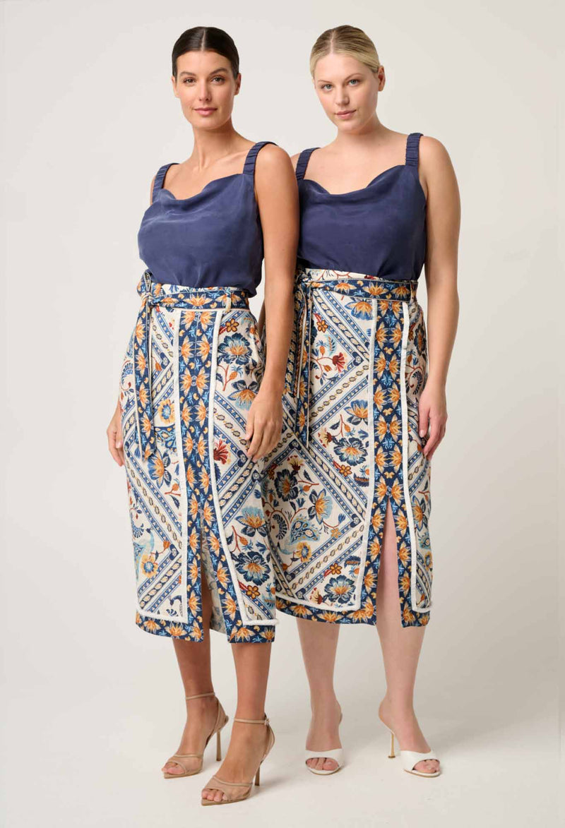 Once Was Delray Reversible Cupro Cowl & V Neck Cami - Lapis