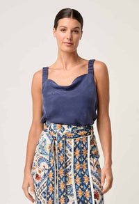 Once Was Delray Reversible Cupro Cowl & V Neck Cami - Lapis