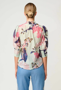 Once Was Oleander Cotton Silk Blouse in Oasis Flora