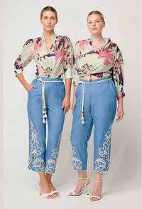Once Was Oleander Cotton Silk Blouse in Oasis Flora