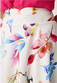 Once Was Pandorea Viscose Dobby Stitch Detail Yoke Skirt - Plume Blossom