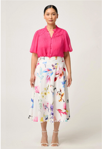 Once Was Pandorea Viscose Dobby Stitch Detail Yoke Skirt - Plume Blossom