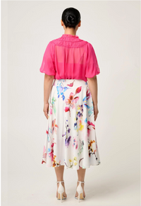Once Was Pandorea Viscose Dobby Stitch Detail Yoke Skirt - Plume Blossom