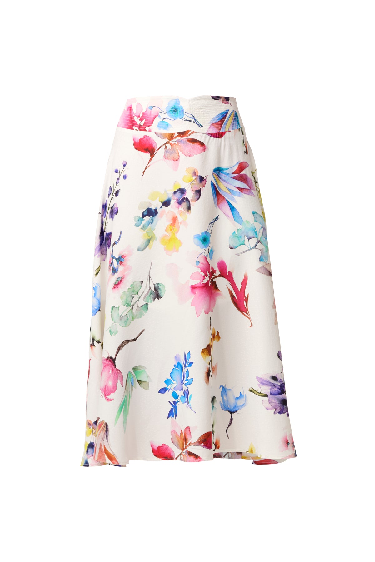 Once Was Pandorea Viscose Dobby Stitch Detail Yoke Skirt - Plume Blossom