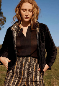 Once Was Rylie Reversible Jacket - Black/Bromegrass