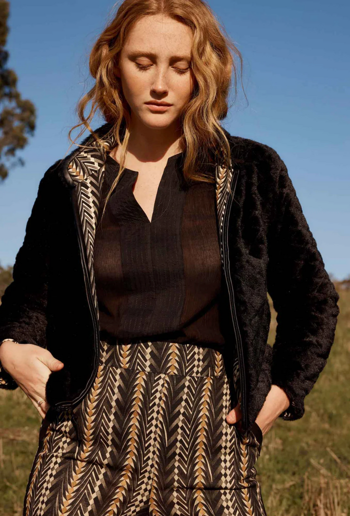 Once Was Rylie Reversible Jacket - Black/Bromegrass