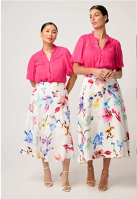 Once Was Selini Braided Neck Detail Viscose Chiffon Blouse - Celosia Pink