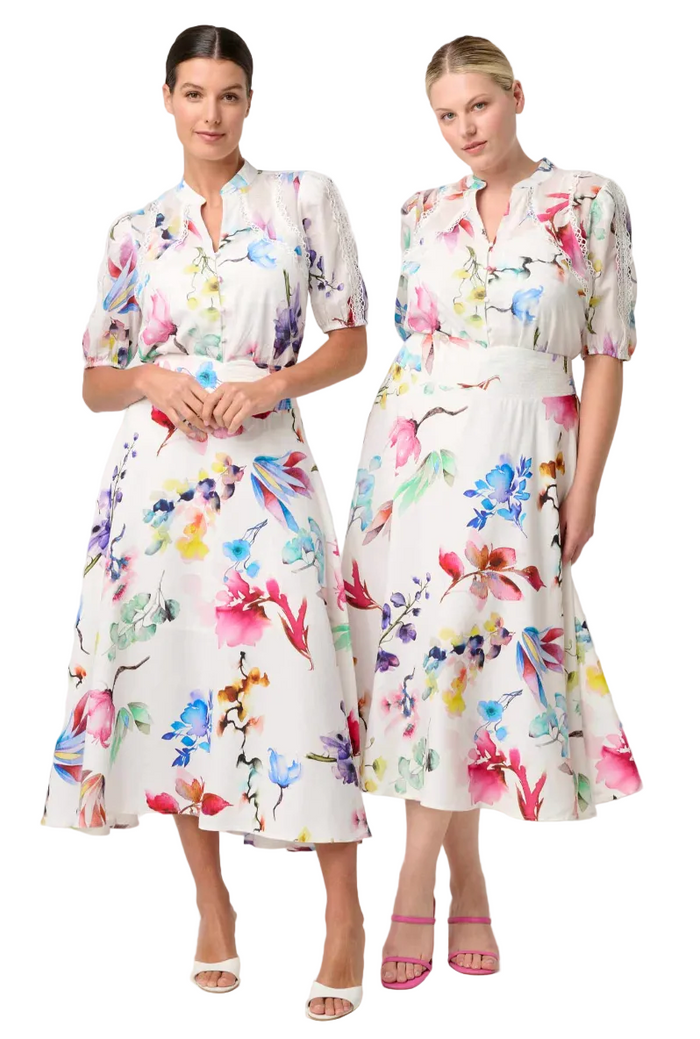 Once Was Thalia Lace Splice Cotton Slub Shirt - Plume Blossom