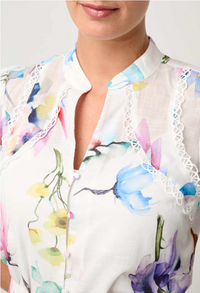 Once Was Thalia Lace Splice Cotton Slub Shirt - Plume Blossom