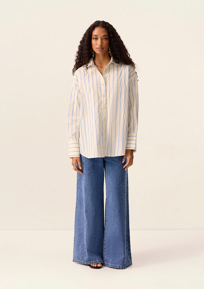 Mos The Label Everly Oversize Shirt - Blue Stripes