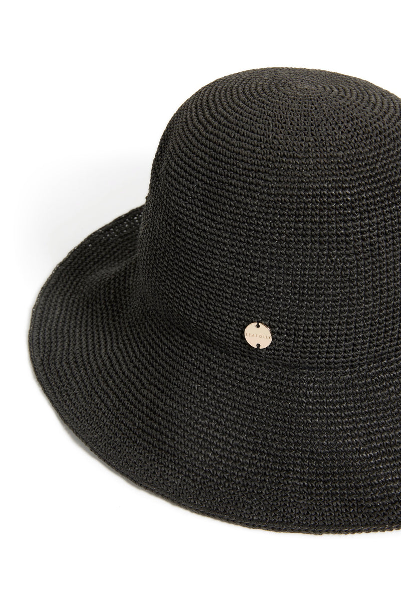 Seafolly Packable Raffia Bucket Hat - Black