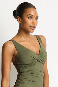Sea Level Essentials Cross Front Multifit Singlet Top - Khaki