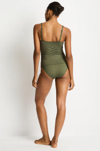 Sea Level Essentials Cross Front Multifit Singlet Top - Khaki