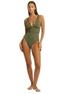 Sea Level Essentials Spliced One Piece - Khaki