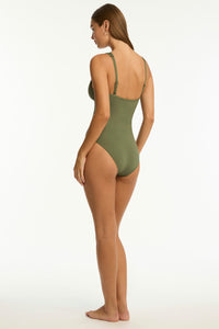 Sea Level Essentials Spliced One Piece - Khaki