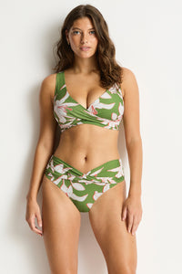 Sea Level Veridian Cross Front Multifit Bra Top & Pant - Moss