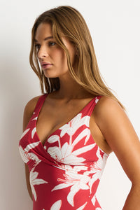 Sea Level Veridian Cross Front Multifit One Piece Ruby