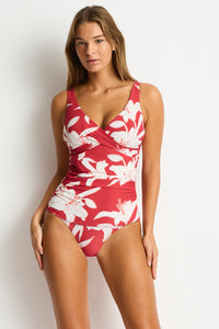 Sea Level Veridian Cross Front Multifit Singlet Top & Pants - Ruby