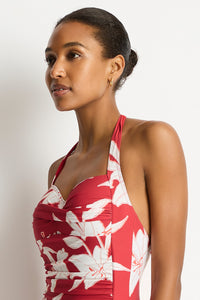 Sea Level Veridian Twist Front Halter Multifit One Piece Ruby