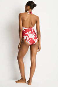 Sea Level Veridian Twist Front Halter Multifit One Piece Ruby