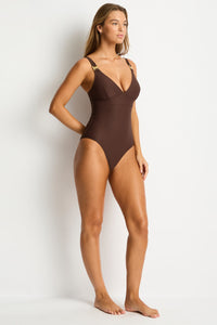Sea Level Luminara Longline Tie Back One Piece - Cocoa