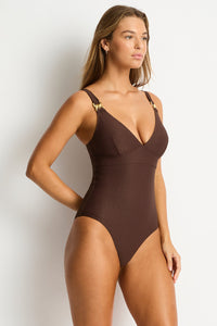 Sea Level Luminara Longline Tie Back One Piece - Cocoa