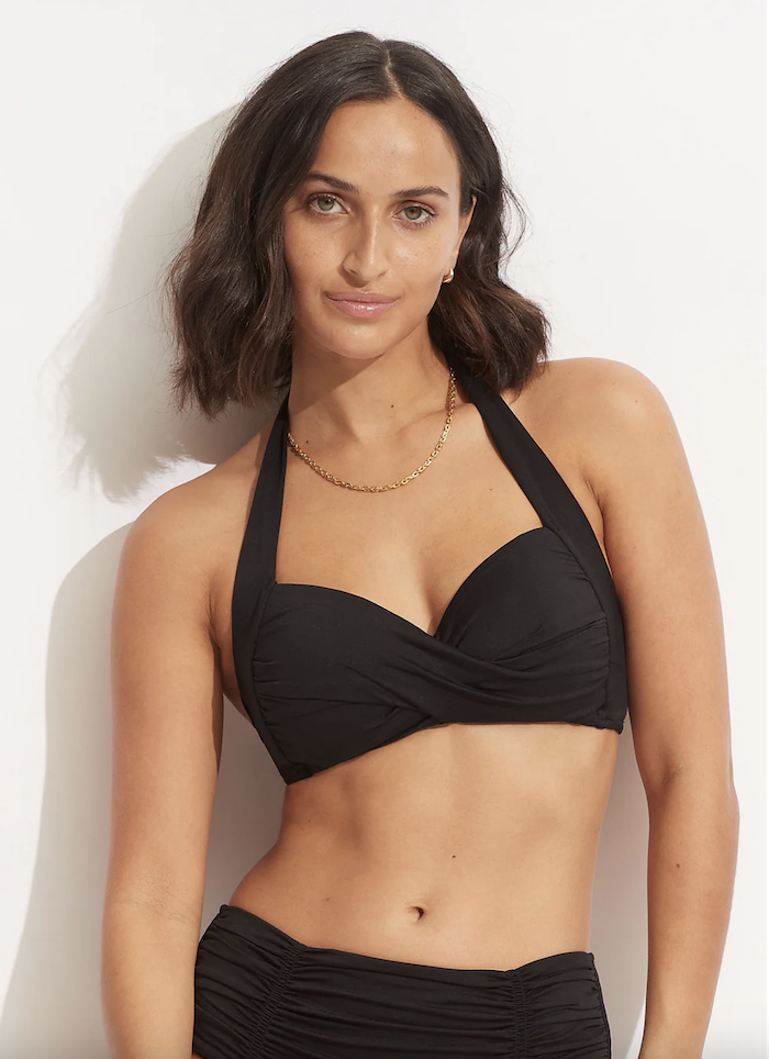Seafolly Essentials Twist Soft Cup Halter Top - Black