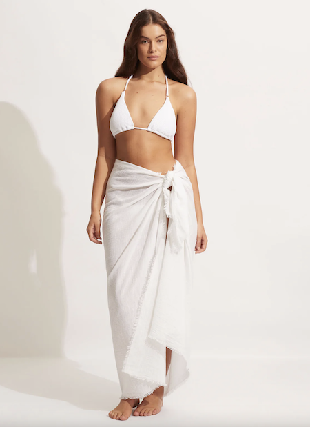 Seafolly Textured Cotton Beach Wrap - White