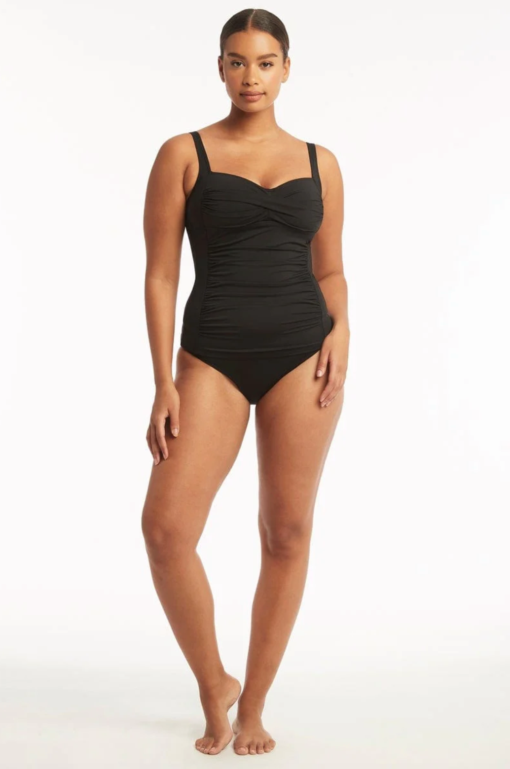 Sea Level Essentials Twist Front Multifit Singlet Top - Black