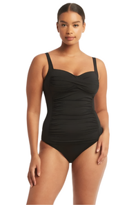 Sea Level Essentials Twist Front Multifit Singlet Top - Black