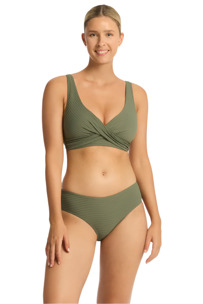 Sea Level Spinnaker Mid Bikini Pant - Khaki