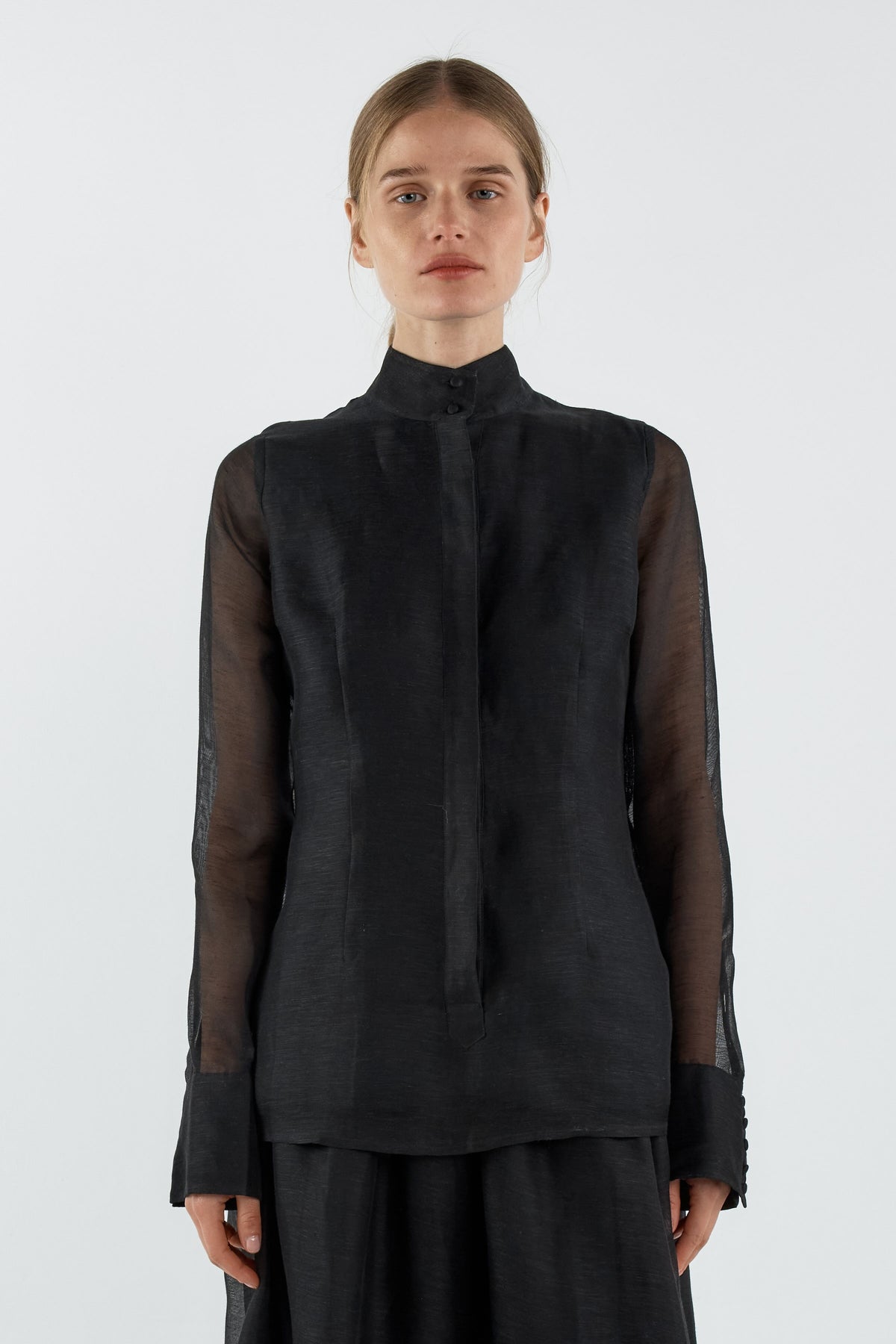 Sofia Irina Iris Bell Sleeve Shirt – Black