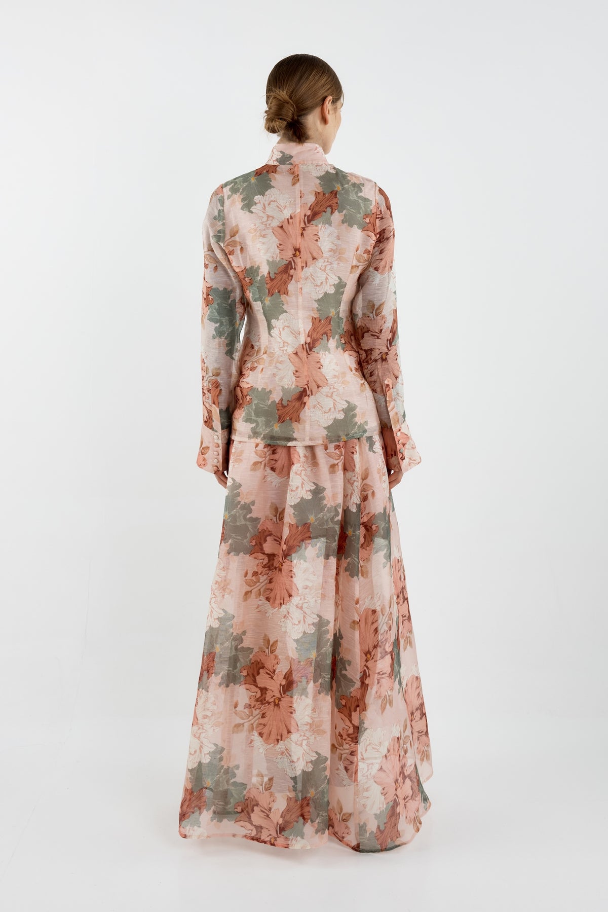 Sofia Irina Iris Bell Sleeve Shirt – Pink Green Floral