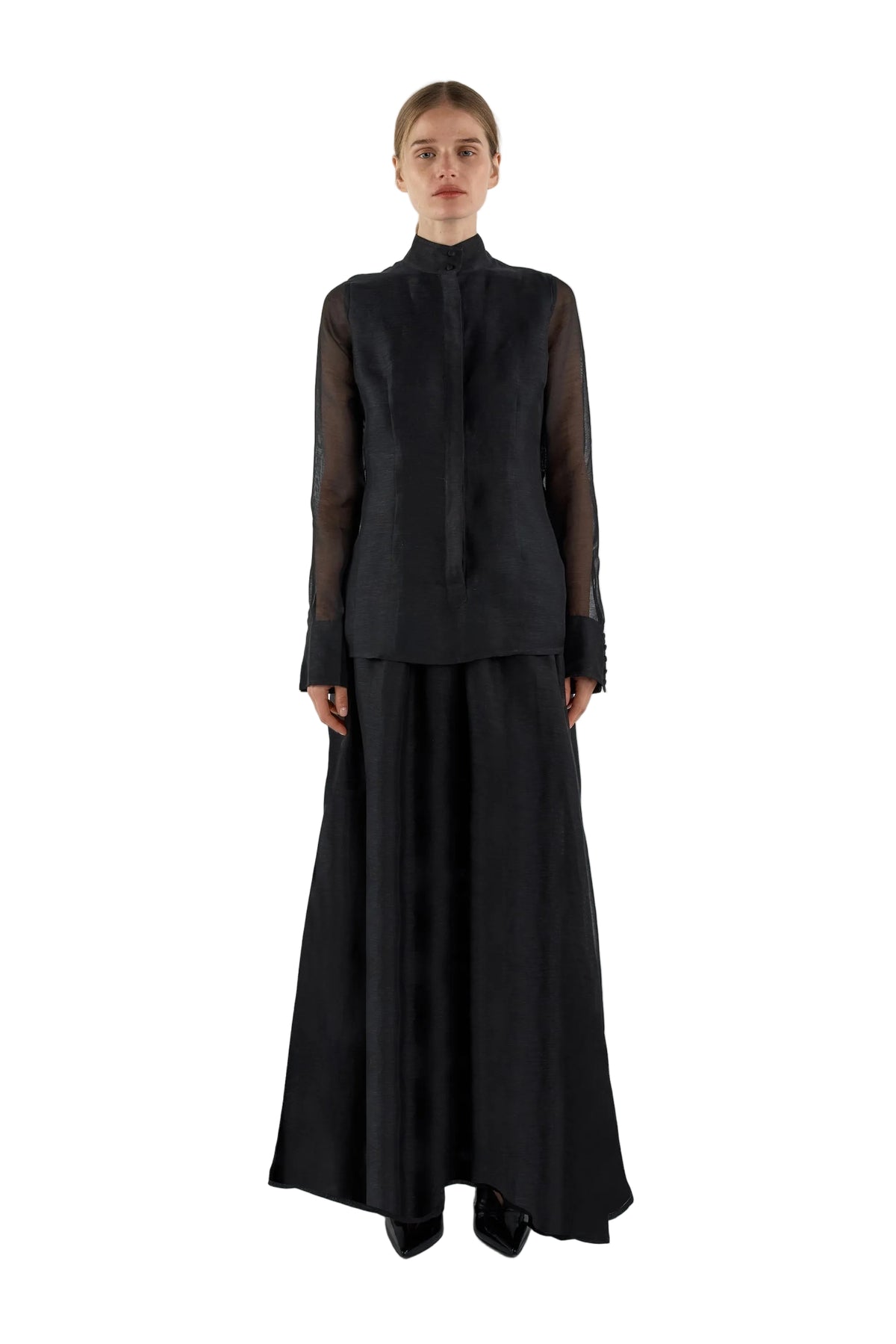 Sofia Irina Iris Bell Sleeve Shirt – Black